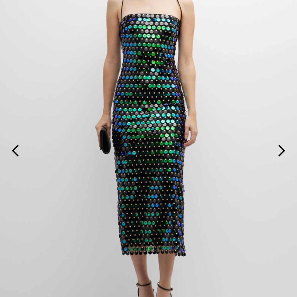 New Arrivals- Phoenix Hologram Square-Neck Sequin Slip Dress size US 8